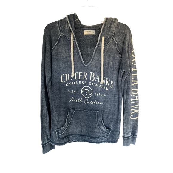 OBX Outer Banks Distressed Hoodie Womens Small Blue Endless Summer Beach Life - Picture 1 of 5